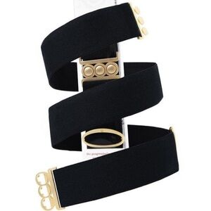 UNBELTS | Black Elastic Belt with Gold Buckle O/S